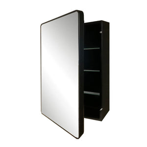 Bellaterra 28 in Rectangular Metal Frame Mirror with Medicine Cabinet in Matte Black 8821-MC-BL, Open