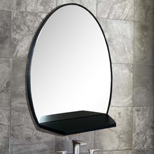 Load image into Gallery viewer, Bellaterra 24 in Oval Metal Frame Mirror with Shelf in Brushed Silver 8837-24BL, Sideview