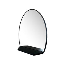 Load image into Gallery viewer, Bellaterra 24 in Oval Metal Frame Mirror with Shelf in Brushed Silver 8837-24BL, Sideview