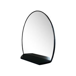 Bellaterra 24 in Oval Metal Frame Mirror with Shelf in Brushed Silver 8837-24BL, Sideview