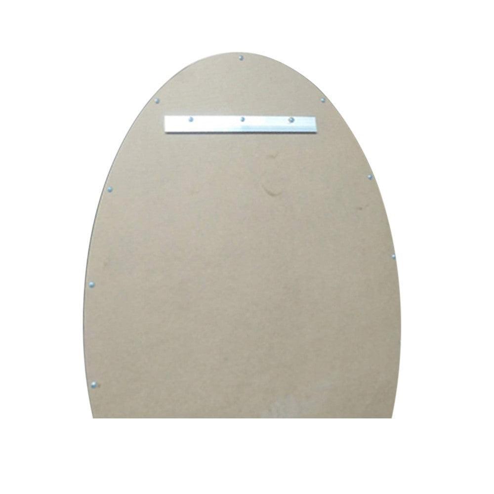 Bellaterra 24 in Oval Metal Frame Mirror with Shelf in Brushed Silver 8837-24BL, Backside