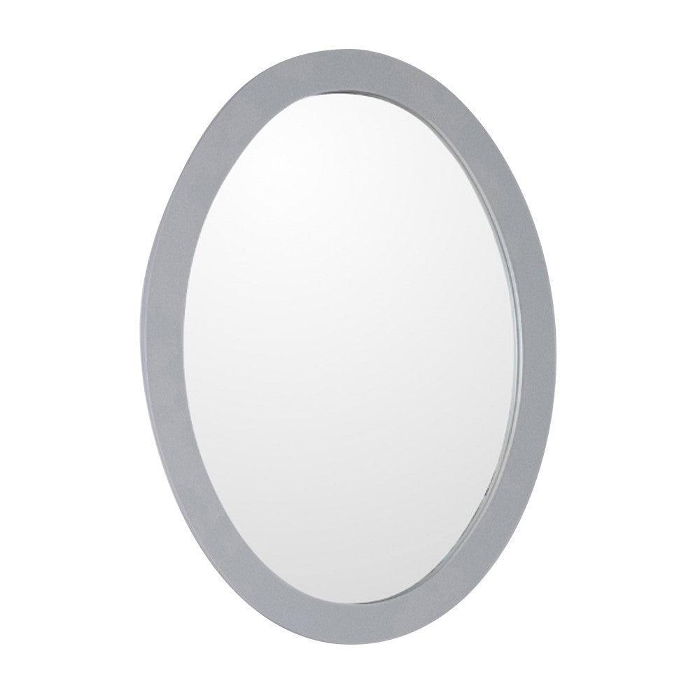 Bellaterra 22 in Oval Framed Mirror - Light Gray Wood Finish 9902-M-LG, Front
