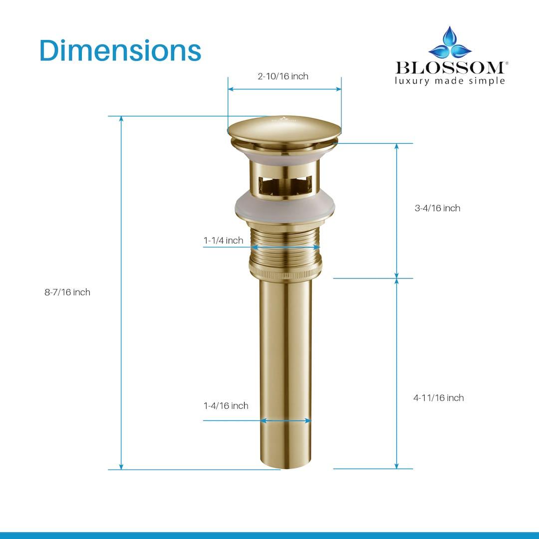 1-1/4" Brass Pop up with Overflow BA02 001