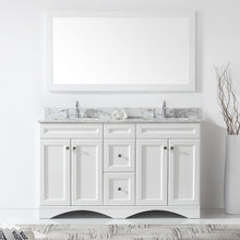 Load image into Gallery viewer, Virtu Talisa White 60&quot; Double Bath Vanity Set, Italian Carrara White Marble Top &amp; Rectangular Double Centered Basin ED-25060-WMSQ style3