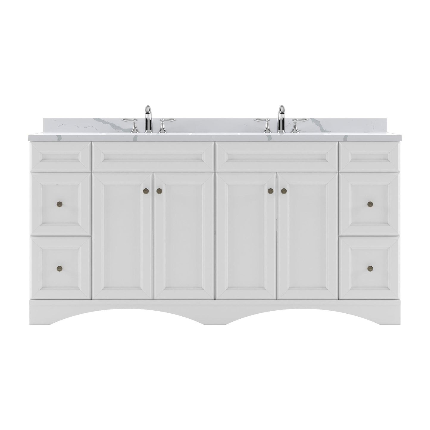 ED-25072-CCRO-WH White Talisa 72" Double Bath Vanity Set with Calacatta Quartz Top & Oval Centered Basin
