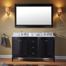 Load image into Gallery viewer, Khaleesi 60&quot; Double Bath Vanity Set with Italian Carrara White Marble Top &amp; Oval Double Centered Basin Espresso front