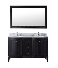 Load image into Gallery viewer, Khaleesi 60&quot; Double Bath Vanity Set with Italian Carrara White Marble Top &amp; Oval Double Centered Basin Espresso