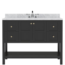 Load image into Gallery viewer, ES-30048-WMSQ-ES Espresso Winterfell 48&quot; Single Bath Vanity Set with Italian Carrara White Marble Top &amp; Rectangular Centered Basin