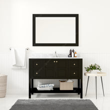 Load image into Gallery viewer, ES-30048-WMSQ-ES Espresso Winterfell 48&quot; Single Bath Vanity Set with Italian Carrara White Marble Top &amp; Rectangular Centered Basin, Mirror