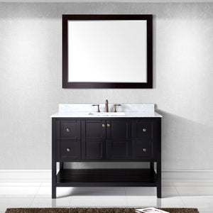 ES-30048-WMSQ-ES Espresso Winterfell 48" Single Bath Vanity Set with Italian Carrara White Marble Top & Rectangular Centered Basin, Mirror
