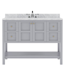 Load image into Gallery viewer, ES-30048-WMSQ-GR Gray Winterfell 48&quot; Single Bath Vanity Set with Italian Carrara White Marble Top &amp; Rectangular Centered Basin