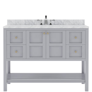 ES-30048-WMSQ-GR Gray Winterfell 48" Single Bath Vanity Set with Italian Carrara White Marble Top & Rectangular Centered Basin