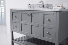 Load image into Gallery viewer, ES-30048-WMSQ-GR Gray Winterfell 48&quot; Single Bath Vanity Set with Italian Carrara White Marble Top &amp; Rectangular Centered Basin