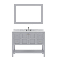 Load image into Gallery viewer, ES-30048-WMSQ-GR Gray Winterfell 48&quot; Single Bath Vanity Set with Italian Carrara White Marble Top &amp; Rectangular Centered Basin, Mirror
