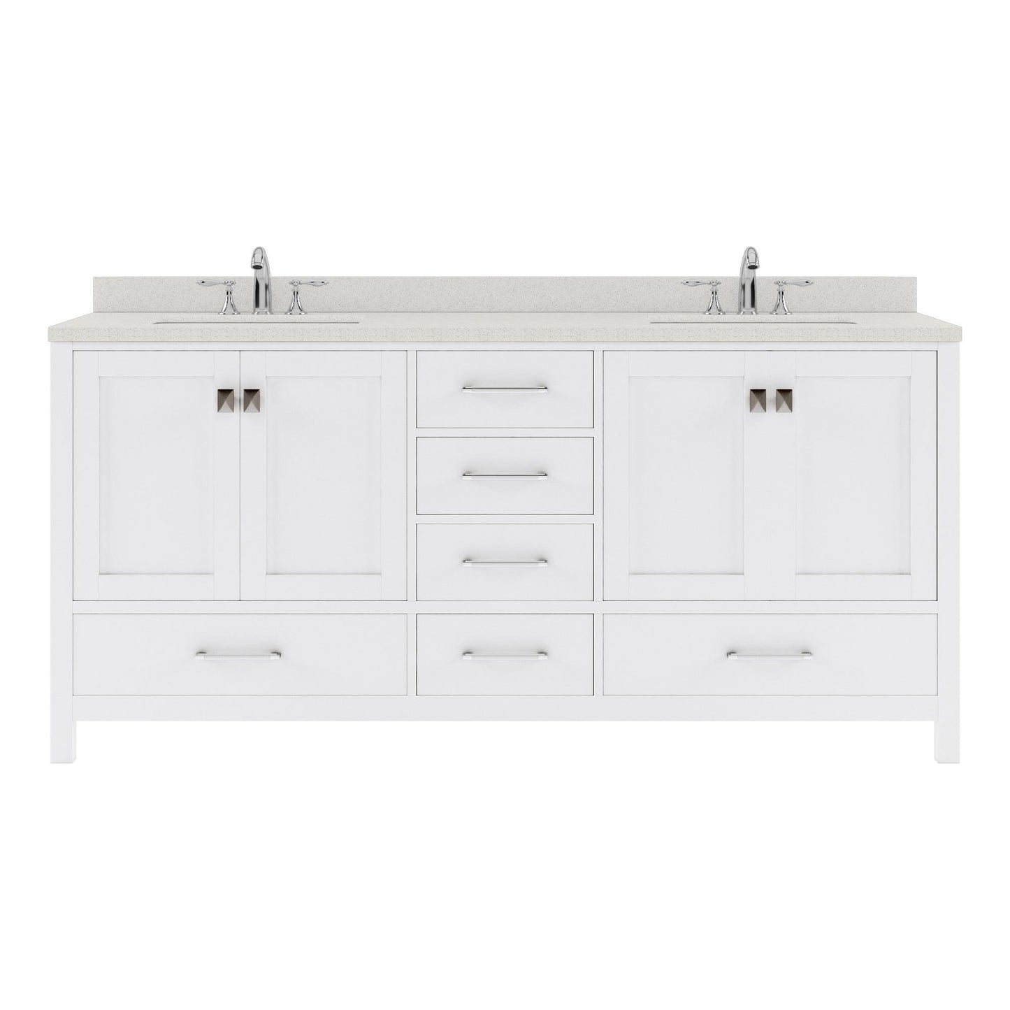 GD-50072-DWQRO-GR Gray Caroline Avenue 72" Double Bath Vanity Set with Dazzle White Quartz Top & Oval Double Centered Basin