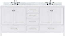 Load image into Gallery viewer, GD-50072-WMSQ-WH White Caroline Avenue 72&quot; Double Bath Vanity Set with Italian Carrara White Marble Top &amp; Rectangular Double Centered Basin