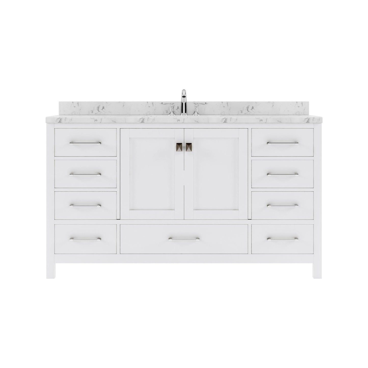 Caroline Avenue 60" Single Bath Vanity Set with Cultured Marble Quartz Top & Rectangular Centered Basin