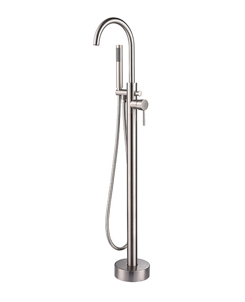 Lago Free Standing Bathtub Filler/Faucet w/ Handheld Showerwand in Brushed Nickel - The Bath Vanities