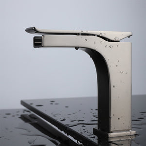 Balzani Brass Single Hole Waterfall Bathroom Faucet in Gun Metal, Black/Gold or Brushed