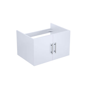Geneva 30" Glossy White, Dark Grey or Navy Blue Single Vanity, available with White Carrara Marble Top, White Square Sink, 30" LED Mirror and Faucet - The Bath Vanities