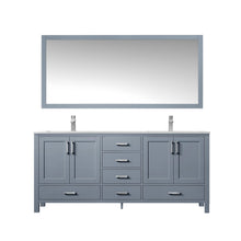 Load image into Gallery viewer, Jacques 60&quot; White, Dark Grey, Distressed Grey Double Vanity, Available with White Carrara Marble Top, White Square Sink, 58&quot; Mirror and Faucet - The Bath Vanities