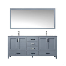 Load image into Gallery viewer, Jacques 72&quot; White, Dark Grey, Distressed Grey Double Vanity, Available with White Carrara Marble Top, White Square Sink and 70&quot; Mirror and Faucet - The Bath Vanities