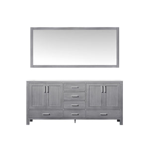 Jacques 72" White, Dark Grey, Distressed Grey Double Vanity, Available with White Carrara Marble Top, White Square Sink and 70" Mirror and Faucet - The Bath Vanities