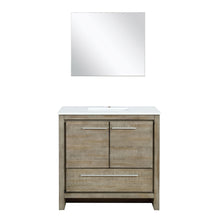 Load image into Gallery viewer, Lafarre 36&quot; Rustic Acacia Bathroom Vanity, White Quartz Top, White Square Sink, and Monte Chrome Faucet Set. Available with 28&quot; Frameless Mirror, Faucet Set with Pop-Up Drain and P-Trap - The Bath Vanities