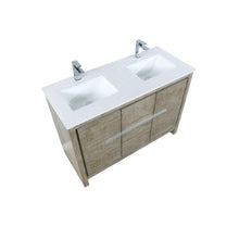 Load image into Gallery viewer, Lafarre 48&quot; Rustic Acacia Double Bathroom Vanity, White Quartz Top, White Square Sink, and Monte Chrome Faucet Set.  Available with 43&quot; Frameless Mirror, Faucet Set with Pop-Up Drain and P-Trap - The Bath Vanities