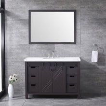 Load image into Gallery viewer, Marsyas 48&quot; White, Dark Grey, Brown, Rustic Brown, Ash Grey Single Vanity, Available with White Carrara Marble Top and Quartz Top, White Square Sink, 44&quot; Mirror and Faucet - The Bath Vanities