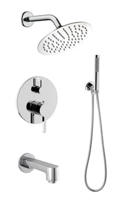 Salamonio Set, 8" Round Rain Shower and Handheld in Chrome - The Bath Vanities