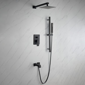 Cero Set, 8" Square Rain Shower and Handheld in Matte Black, Chrome or Brushed Nickel
