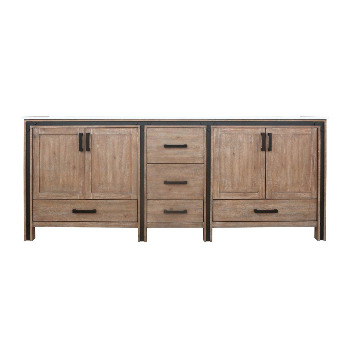 Lexora Ziva 84" White / Dark Grey / Rustic Barnwood Double Vanity set