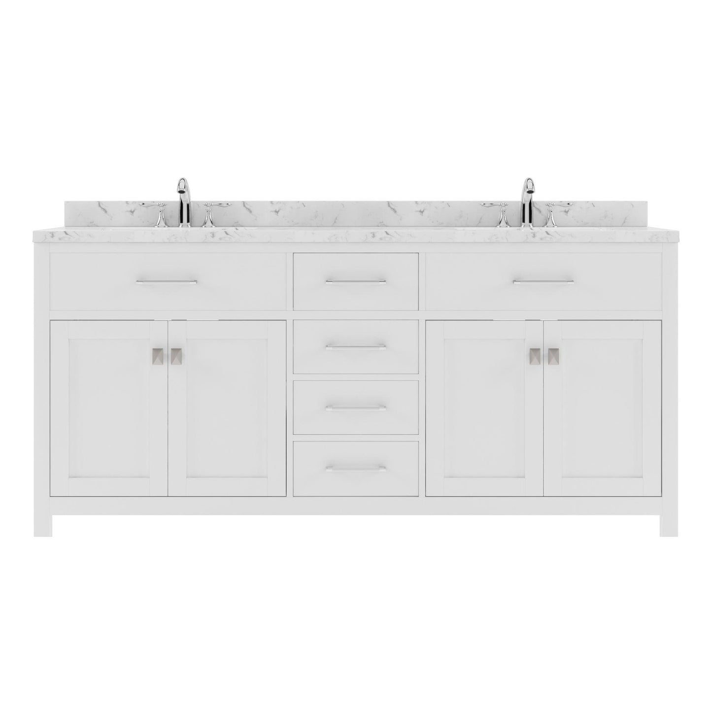 Caroline 72" Double Bath Vanity Set with Cultured Marble Quartz Top & Oval Centered Basin