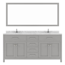 Load image into Gallery viewer, MD-2072-CMSQ-CG Cashmere Gray Caroline 72&quot; Double Bath Vanity Set with Cultured Marble Quartz Top &amp; Rectangular Centered Basin, Mirror