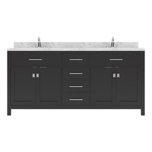 Load image into Gallery viewer, MD-2072-CMSQ-ES Espresso Caroline 72&quot; Double Bath Vanity Set with Cultured Marble Quartz Top &amp; Rectangular Centered Basin