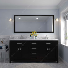Load image into Gallery viewer, MD-2072-CMSQ-ES Espresso Caroline 72&quot; Double Bath Vanity Set with Cultured Marble Quartz Top &amp; Rectangular Centered Basin styled