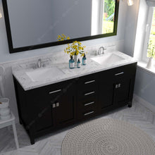 Load image into Gallery viewer, MD-2072-CMSQ-ES Espresso Caroline 72&quot; Double Bath Vanity Set with Cultured Marble Quartz Top &amp; Rectangular Centered Basin up