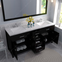 Load image into Gallery viewer, MD-2072-CMSQ-ES Espresso Caroline 72&quot; Double Bath Vanity Set with Cultured Marble Quartz Top &amp; Rectangular Centered Basin open