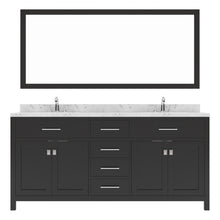 Load image into Gallery viewer, MD-2072-CMSQ-ES Espresso Caroline 72&quot; Double Bath Vanity Set with Cultured Marble Quartz Top &amp; Rectangular Centered Basin