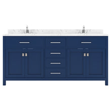 Load image into Gallery viewer, MD-2072-CMSQ-FB Blue Caroline 72&quot; Double Bath Vanity Set with Cultured Marble Quartz Top &amp; Rectangular Centered Basin