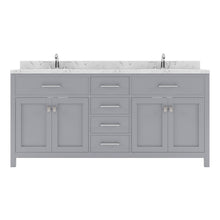 Load image into Gallery viewer, MD-2072-CMSQ-GR Gray Caroline 72&quot; Double Bath Vanity Set with Cultured Marble Quartz Top &amp; Rectangular Centered Basin