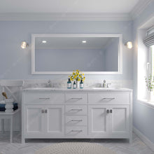 Load image into Gallery viewer, MD-2072-CMSQ-WH White Caroline 72&quot; Double Bath Vanity Set with Cultured Marble Quartz Top &amp; Rectangular Centered Basin, Mirror styled
