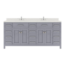 Load image into Gallery viewer, MD-2172-DWQRO-GR Gray Caroline Parkway 72&quot; Double Bath Vanity Set with Dazzle White Quartz Top &amp; Oval Double Centered Basin
