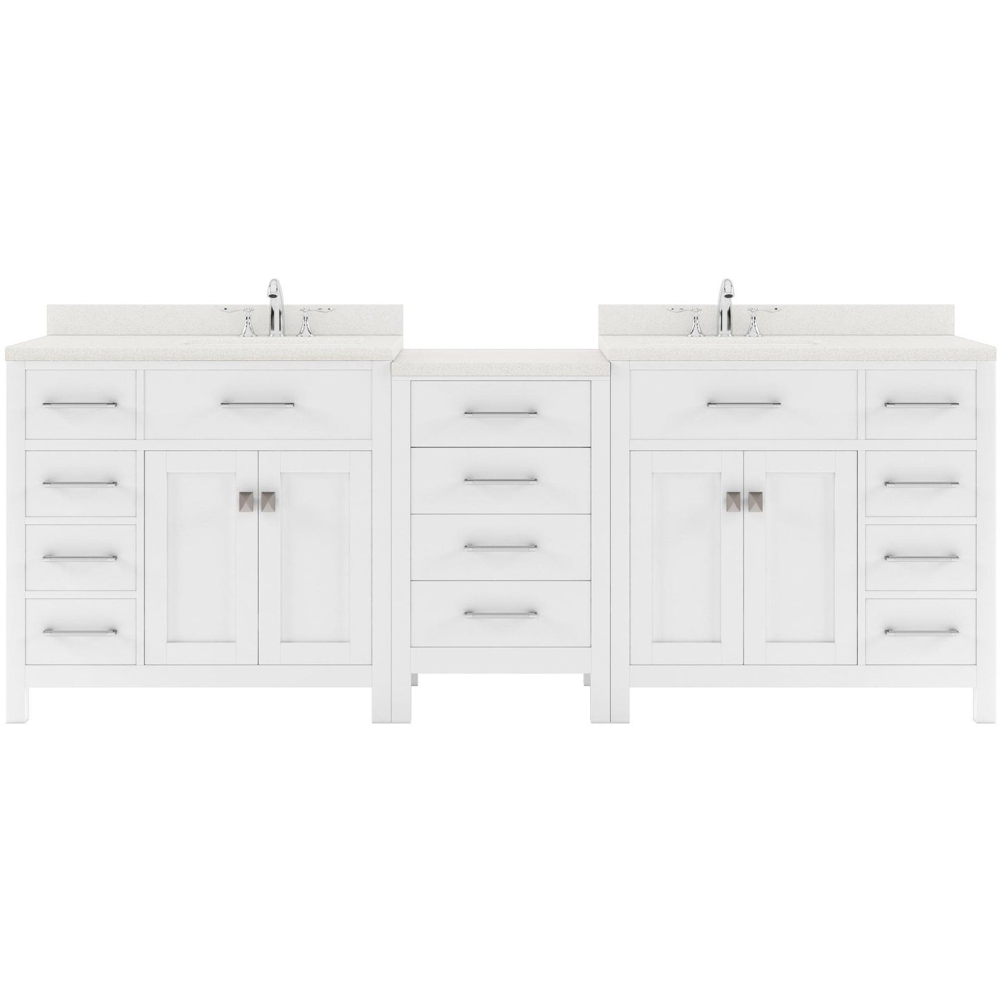 Caroline Parkway 93" Double Bath Vanity Set with Dazzle White Quartz Top & Rectangular Right Offset Basin