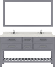 Load image into Gallery viewer, MD-2260-DWQRO-GR Gray Caroline Estate 60&quot; Double Bath Vanity Set with Dazzle White Quartz Top &amp; Oval Double Centered Basin, 1 mirror