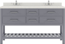 Load image into Gallery viewer, MD-2260-DWQRO-GR Gray Caroline Estate 60&quot; Double Bath Vanity Set with Dazzle White Quartz Top &amp; Oval Double Centered Basin