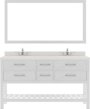 Load image into Gallery viewer, MD-2260-DWQRO-WH White Caroline Estate 60&quot; Double Bath Vanity Set with Dazzle White Quartz Top &amp; Oval Double Centered Basin, 1 mirror