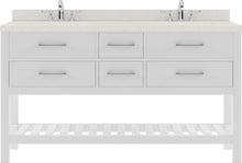 Load image into Gallery viewer, MD-2260-DWQRO-WH White Caroline Estate 60&quot; Double Bath Vanity Set with Dazzle White Quartz Top &amp; Oval Double Centered Basin