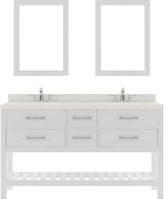 Load image into Gallery viewer, MD-2260-DWQRO-WH White Caroline Estate 60&quot; Double Bath Vanity Set with Dazzle White Quartz Top &amp; Oval Double Centered Basin, 2 mirrors